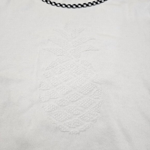 Women's Talbots Pineapple Pullover Sweater White with Gingham Trim Size 3X - Picture 5 of 7
